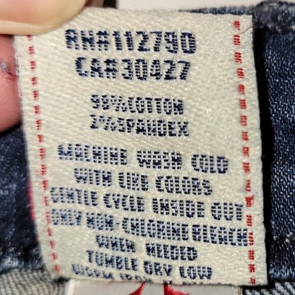 True Religion Voyager Jeans Straight Legs Pockets W/ Flap Crystal Button Size 27 - Picture 10 of 11